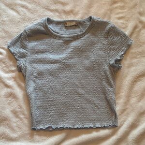 Altar'd State Light Blue Ribbed Short Sleeve Top